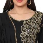 Black Georgette Arabian Jalabiya Gown with Gold Beads