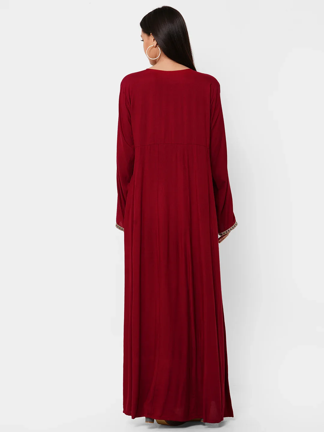 Boho-Chic Rayon Maxi Dress with Cross-Stitch Embroidery - Image 3