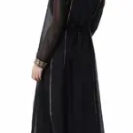 Black Georgette Kaftan with Paisley Machine Embroidery
