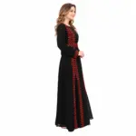 Black Embroidered Rayon Caftan Thobe Gown with Belt