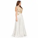 Cream Takchita Caftan with Golden Crystal Beadwork