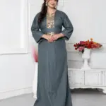 Grey Aabla Mirror Work Jalabiya Kaftan for Women