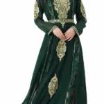 Bottle Green Georgette Caftan with Paisley Embroidered Belt