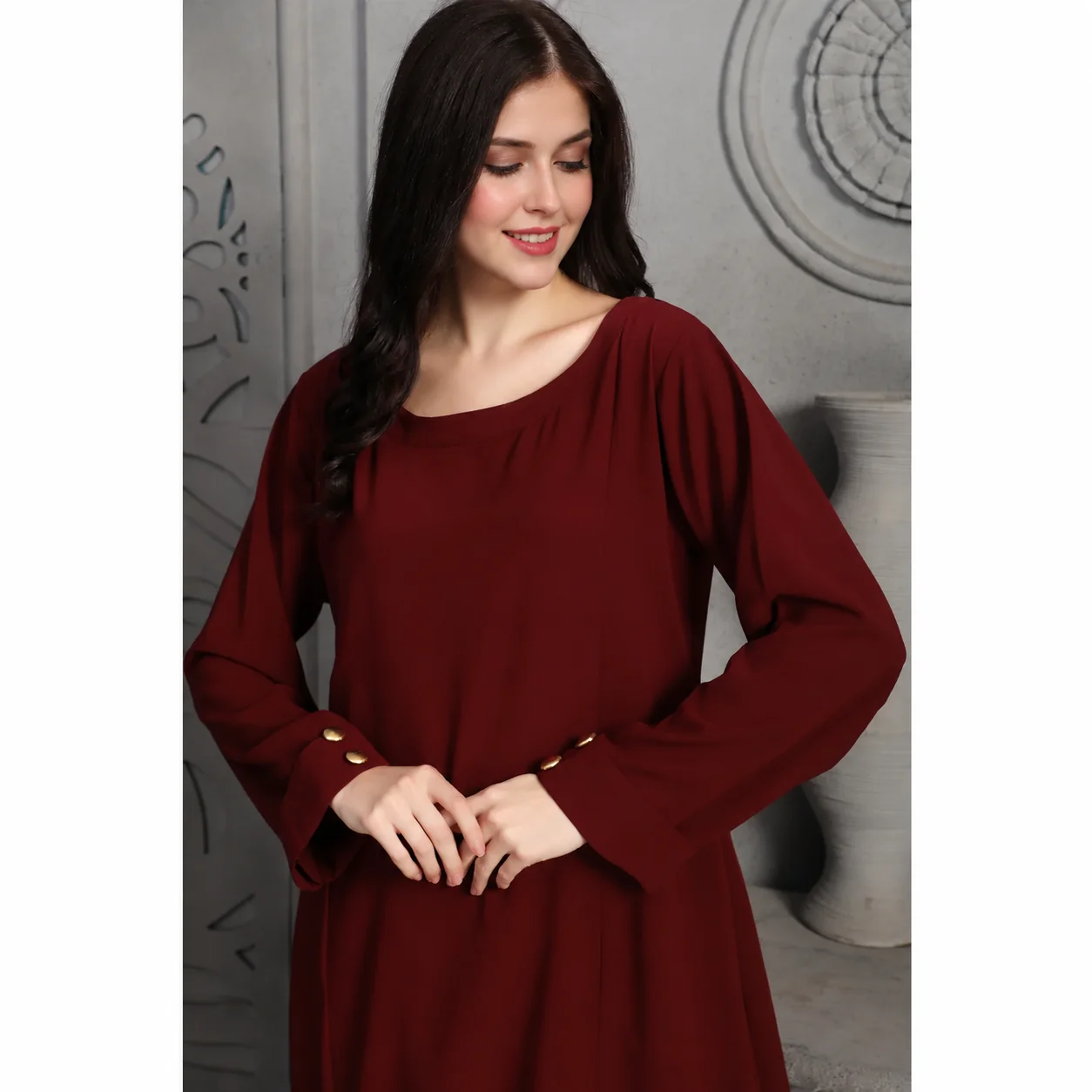 Designer Deep Maroon Pant Top Co-Ord Set - Image 3