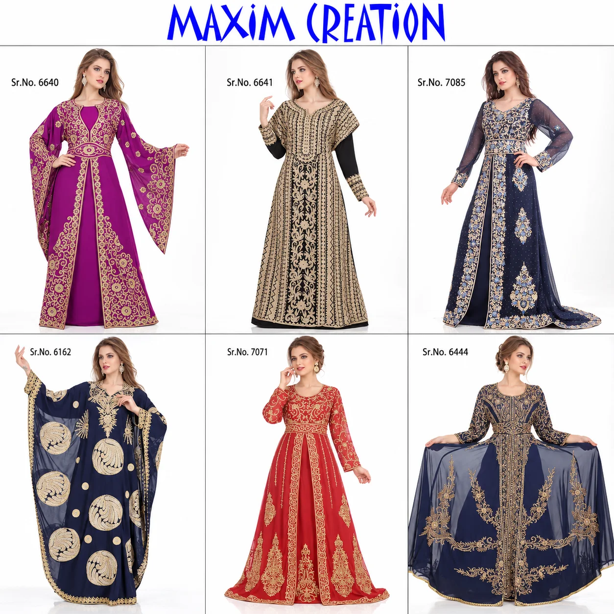 Black Georgette Kaftan with Golden Bead Embroidery - Image 4