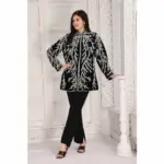 Black Velvet Jacket with Silver Crystal Cut Dana Embroidery