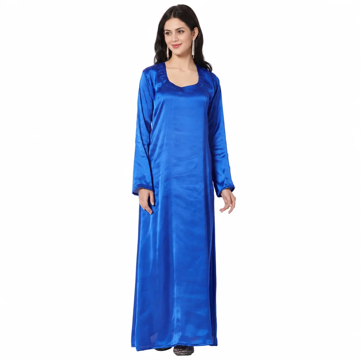 Black and Blue Embroidered Cardigan Gown with Gold Beadwork - Image 6